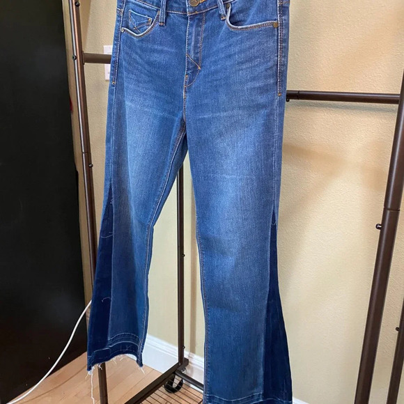 UNPUBLISHED Boutique brand Contrast Flare Wide Leg Denim Jeans - size 26 - Picture 3 of 9